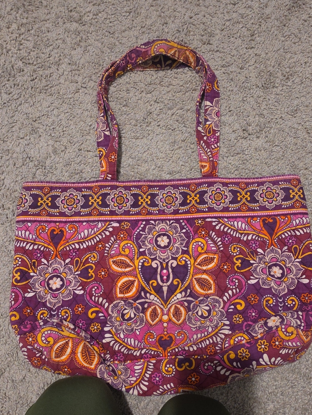 Purple Vera Bradley Quilted Tote Bag - Women's Shoulder Bag